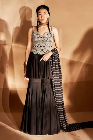 Bhumika Sharma Embroidered Peplum Kurta Sharara Set 