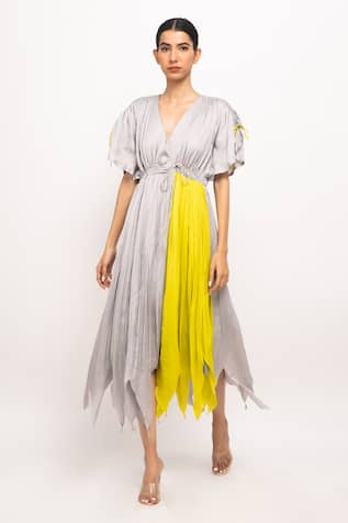 Neora By Nehal Chopra Asymmetrical Angrakha Dress 