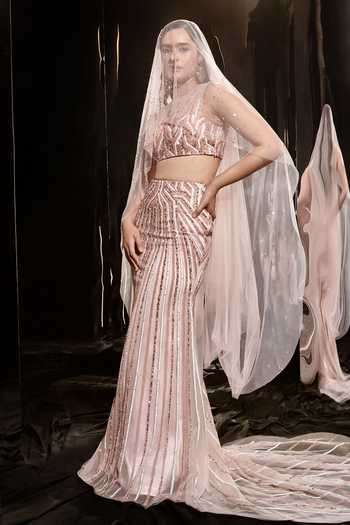 Masumi Mewawalla Embellished Pink Lehenga Set 
