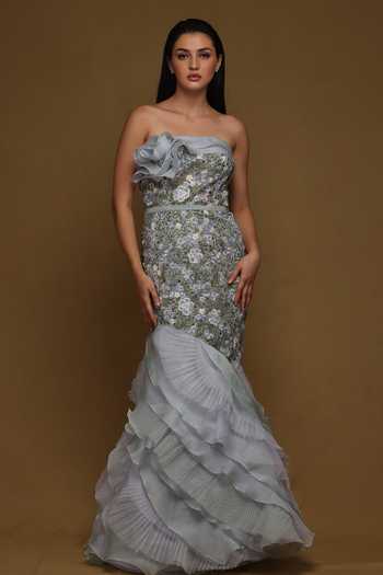 Shriya Som Embroidered Fish-Cut Gown 