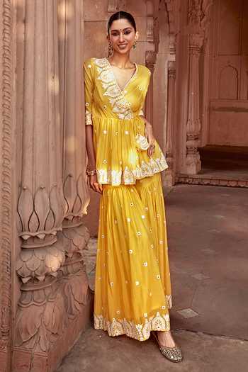 Preevin Thread Work Short Angarkha Sharara Set 
