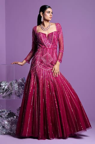 Parul Gandhi Prism Jewel Embellished Mermaid Gown 