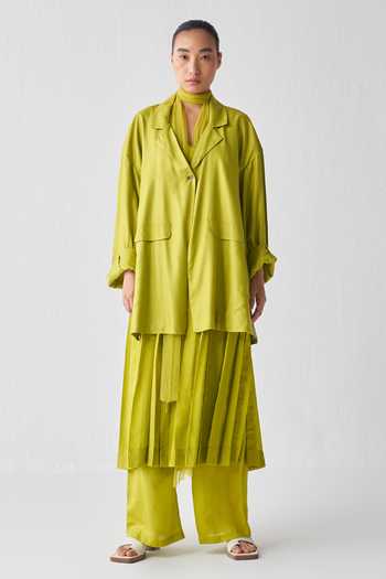 Three Wide Sleeve Jacket Pant Set 