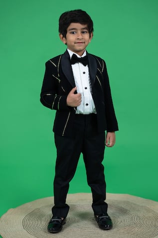 Little Boys Closet Checkered Pattern Tuxedo Pant Set 