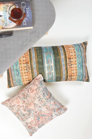 Linear Digital Print Cushion Cover - Set Of 2 