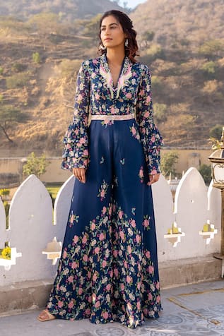 Suruchi Parakh Floral Print Jumpsuit With Belt 
