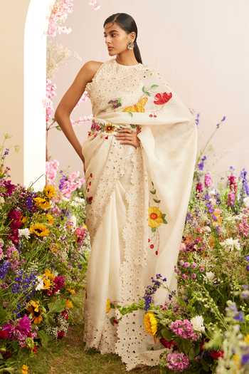 Chandrima Butterfly & Flower Embroidered Saree 