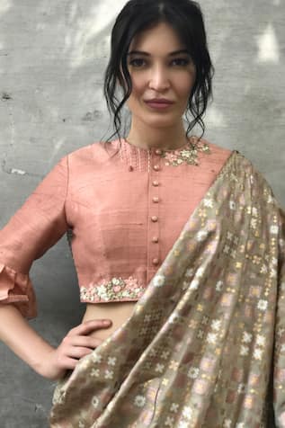 I Am Design Kantha Embroidered Crop Top 