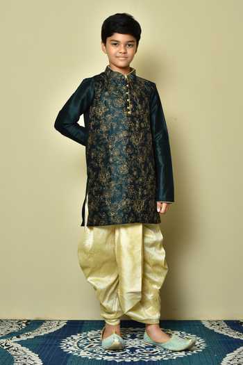 Petite Pomme Floral Embroidered Kurta Dhoti Pant Set 