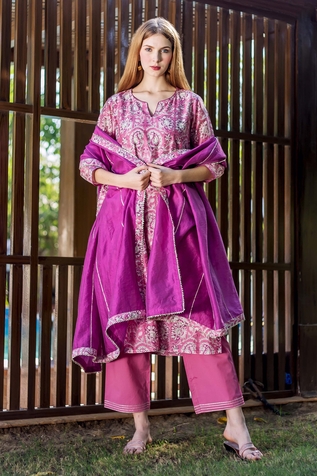 Missprint Chanderi Printed Kurta Set