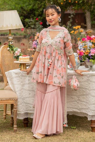 Summer By Priyanka Gupta Rose Print Kurta Gharara Set 