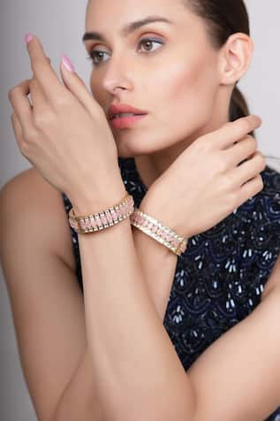 Janan Moissanite Embellished Bangle - Set of 2 
