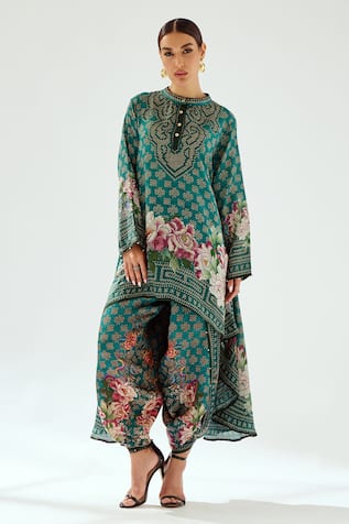 Rajdeep Ranawat Sonth Satin Printed Dhoti Pant 