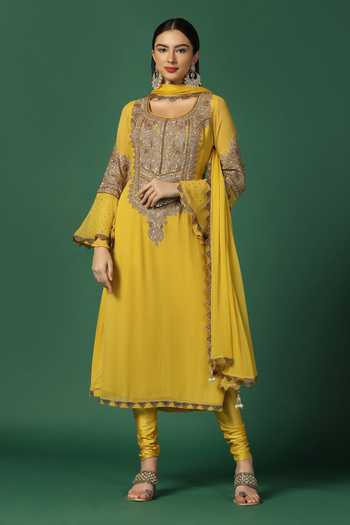 Two Sisters By Gyans Embroidered Yoke Georgette Kurta Set 
