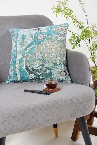 Cotton Vintage Floral Digital Print Cushion Cover - Set Of 2 