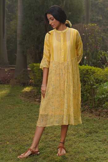 Dhaari Hand Painted Pleated Dress 