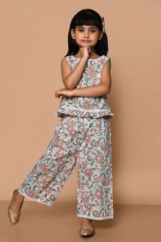 Pankhuri By Priyanka Cotton Printed Peplum Top & Palazzo Set 