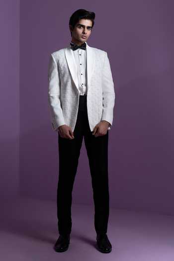 Contrast By Parth Spotlight Bead Embroidered Tuxedo Set 