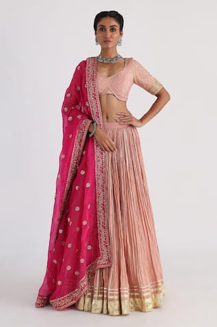 Smriti by Anju Agarwal Gota Embellished Pleated Lehenga Set 