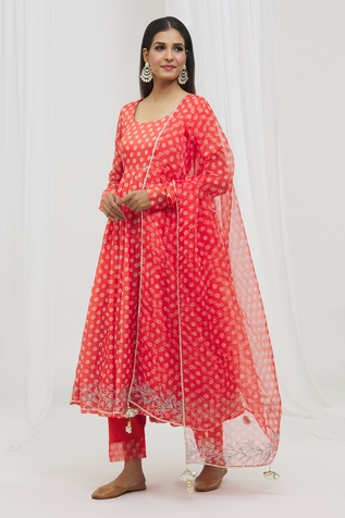 Yuvrani Jaipur Bandhej Print Anarkali Set