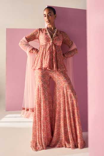 Ridhi Mehra Laiqa Printed Peplum Top Gharara Set 