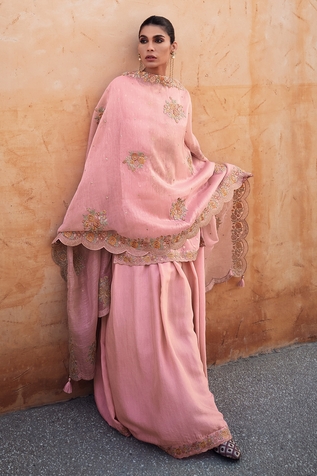 Label Varsha Floral Embroidered Kurta Sharara Set