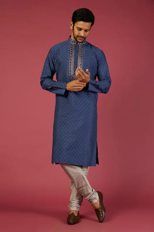 Krishna Mehta Floral Block Print Kurta Set 