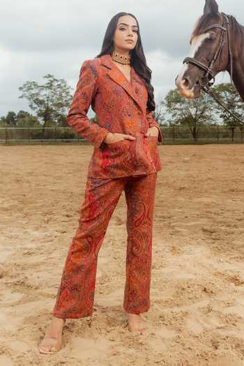 Safaa Mishfah Woven Blazer And Pant Set 