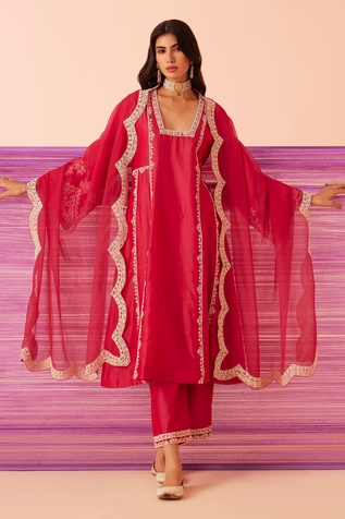 Sureena Chowdhri Mirage Silk Chanderi Kurta Set