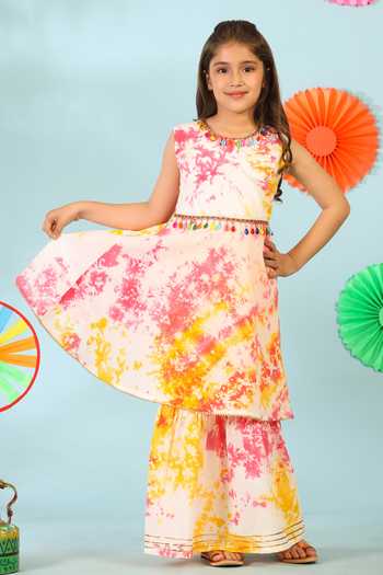 Cute Couture Abstract Print Anarkali & Skirt Set 
