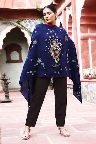 Virgo Sequin Pipe And Thread Work Shawl 