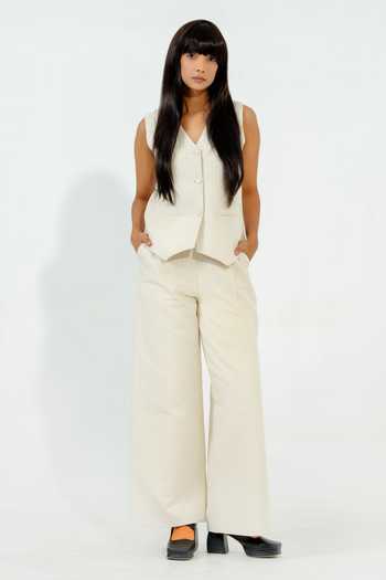 Stoique Grey Quilted Flared Pant 