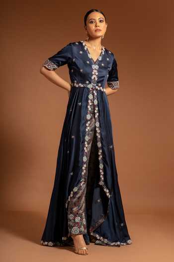 Sejal Kamdar Flower Embroidered Jacket Tunic With Pant 