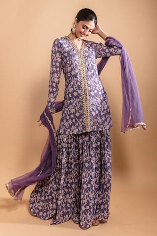 Floral Print Kurta Sharara Set 