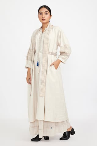 Jayati Goenka Checkered Placed Hanblock Print Kurta & Skirt Set 