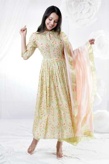 HOUSE OF TA-YA Floral Print Anarkali Pant Set 