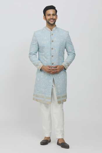 Priti Sahni Thread & Sequins Embroidered Sherwani Set 