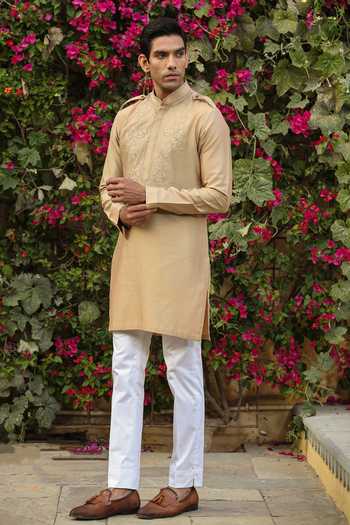Raw & Rustic By Niti Bothra Banarasi Chanderi Silk Applique Kurta 