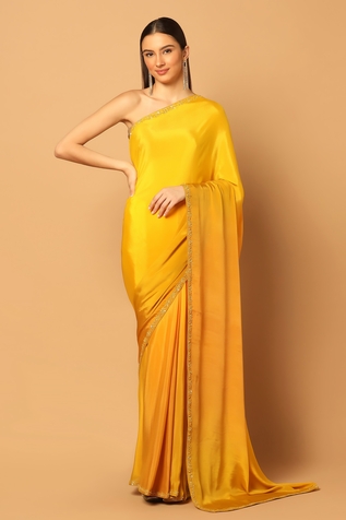 Two Sisters By Gyans Ombre Border Embroidered Saree With Unstitched Blouse Fabric