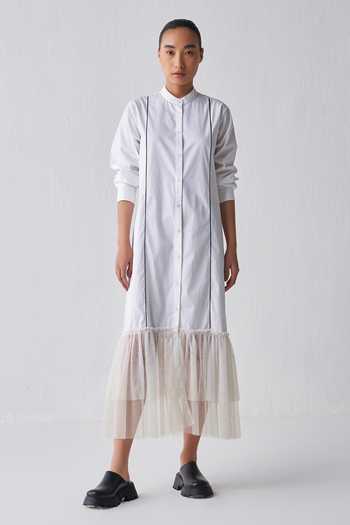 Three Gathered Hem Shirt Dress 