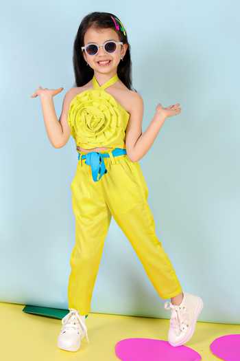 Lil Drama 3D Rose Halter Neck Top & Pant Set 