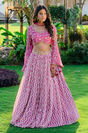 Redpine Designs Chevron Print Lehenga Set 