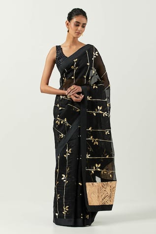 Label Earthen Surma Sona Patti Printed Saree With Blouse 