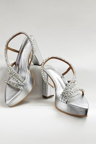 Kiara Strap Embellished Platform Block Heels 