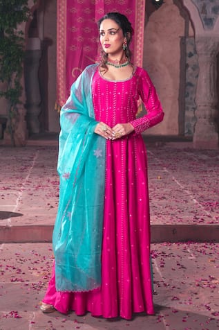 Show Shaa Chanderi Embroidered Anarkali With Dupatta 