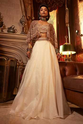Ridhima Bhasin Zeenat Embroidered Cape Organza Skirt Set 