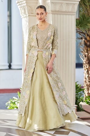 Osaa By Adarsh Embroidered Jacket Lehenga Set 