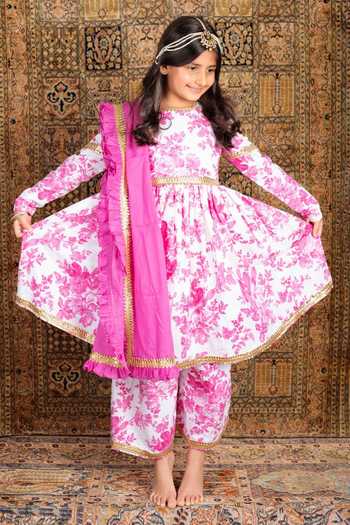 The Pony & Peony Co. Floral Printed Flared Kurta Set 
