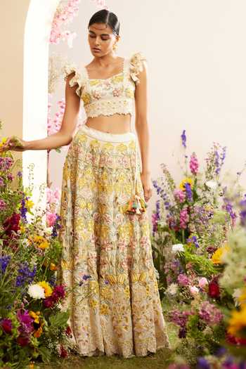 Chandrima Chanderi Floral Embroidered Bustier 