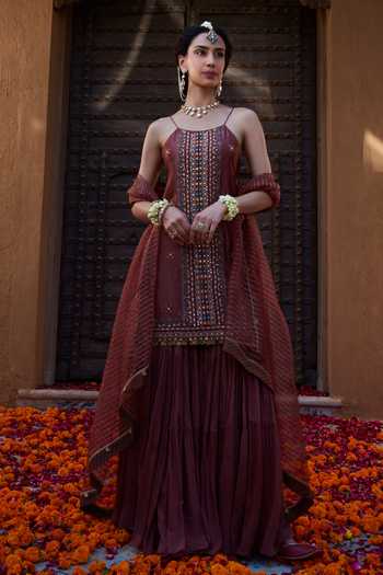 Kritika Dawar Thread & Mirror Embroidered Kurta Sharara Set 